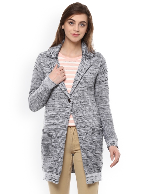 

People Women Grey Solid Open Front Jacket