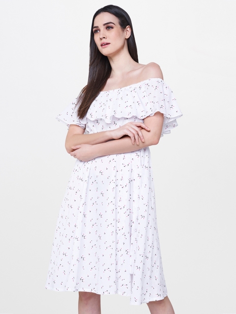 

AND Women White Printed A-Line Dress