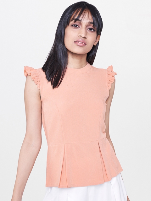 

AND Women Peach-Coloured Styled Back Top