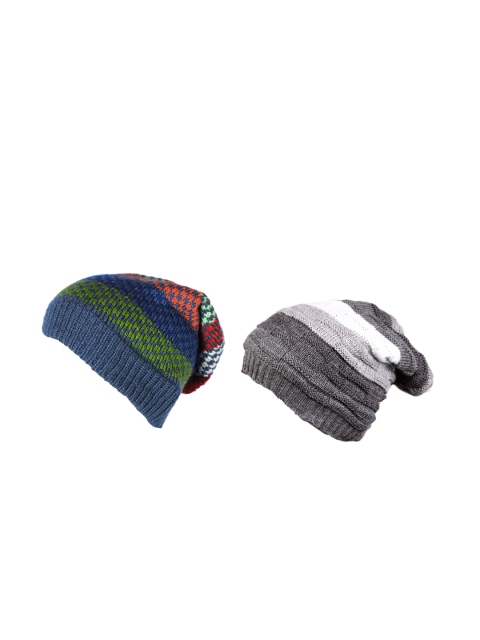 

Knotyy Pack of 2 Unisex Multicoloured Colourblocked Beanie, Multi