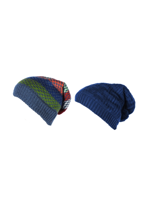 

Knotyy Pack of 2 Unisex Multicoloured Colourblocked Beanie, Multi