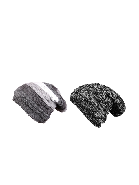 

Knotyy Unisex Set of 2 Beanies, Grey