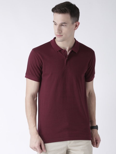 

Club York Men Maroon Solid Polo Collar T-shirt