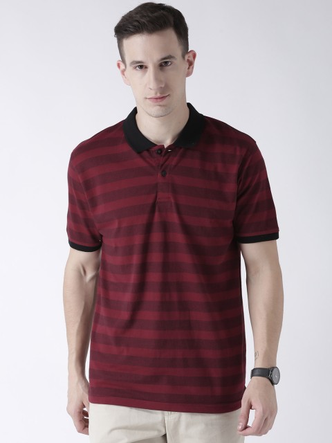 

Club York Men Maroon Striped Polo Collar T-shirt