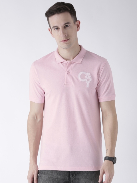 

Club York Men Pink Solid Polo Collar T-shirt