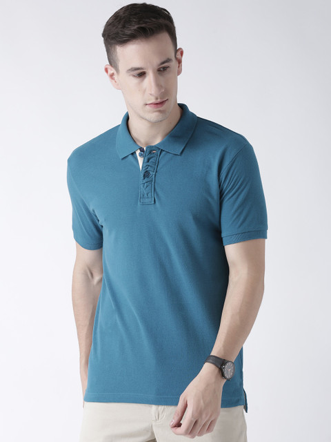 

Club York Men Blue Solid Polo Collar T-shirt