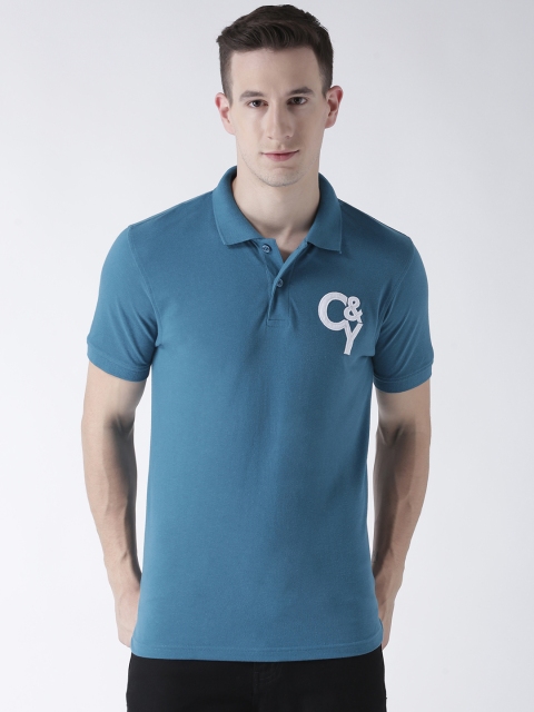 

Club York Men Blue Solid Polo Collar T-shirt