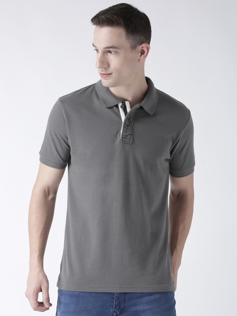 

Club York Men Grey Solid Polo Collar T-shirt