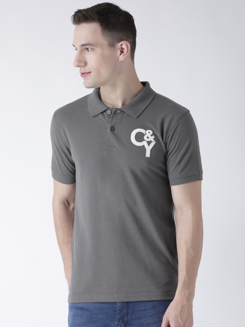 

Club York Men Grey Solid Polo Collar T-shirt