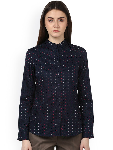 

Park Avenue Women Blue Regular Fit Self Design Formal Shirt