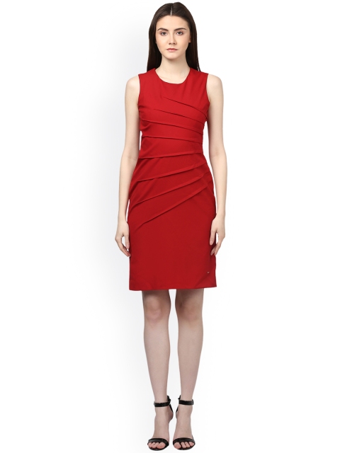 

Park Avenue Women Red Solid Sheath Dress