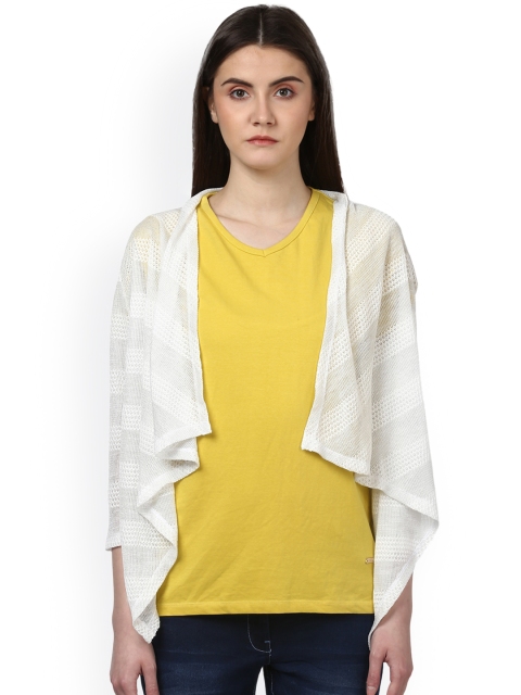 

Park Avenue Women White & Yellow Solid Round Neck T-shirt