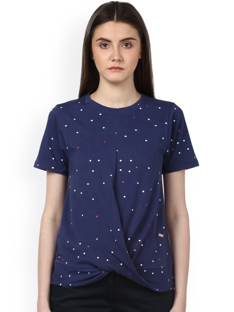 

Park Avenue Women Blue Printed Round Neck T-shirt