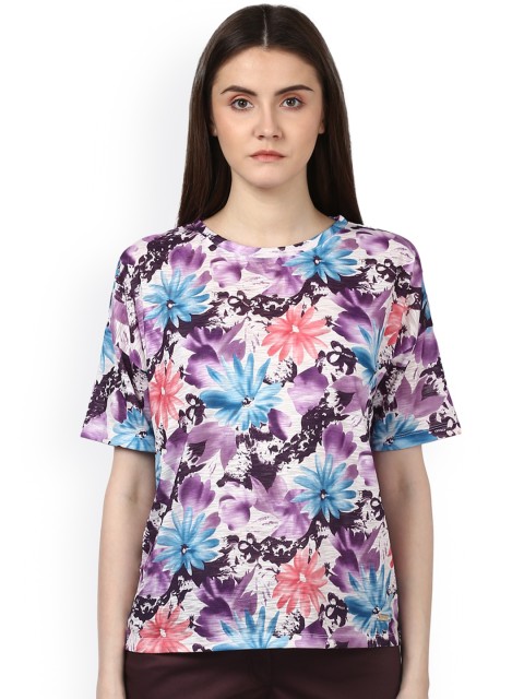 

Park Avenue Women White Printed Round Neck T-shirt