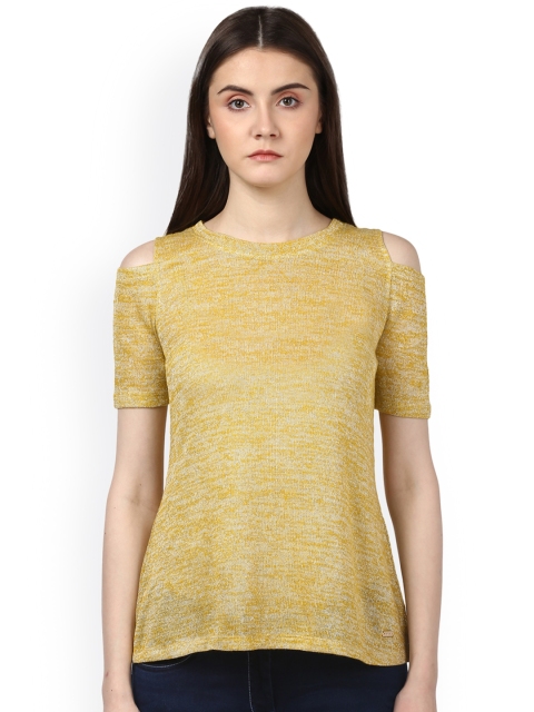 

Park Avenue Women Yellow Solid Round Neck T-shirt