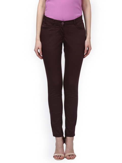 

Park Avenue Women Brown Slim Fit Solid Regular Trousers