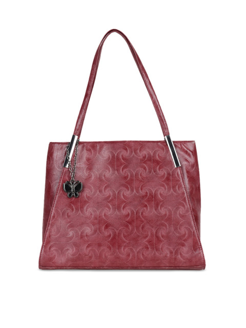 

Butterflies Maroon Printed Handheld Bag