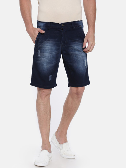 

American Crew Men Blue Washed Slim Fit Denim Shorts