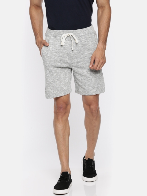 

American Crew Men Grey Melange Solid Regular Fit Shorts