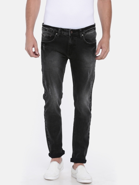 

American Crew Men Black Slim Fit Mid-Rise Low Distress Stretchable Jeans