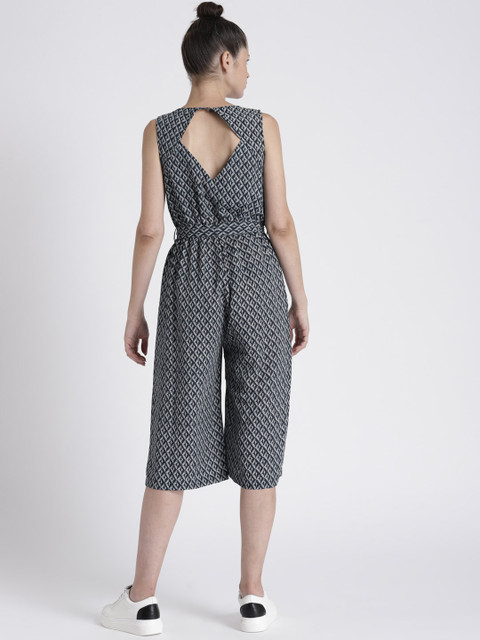 

Chemistry Navy & White Printed Styled Back Culottes, Navy blue