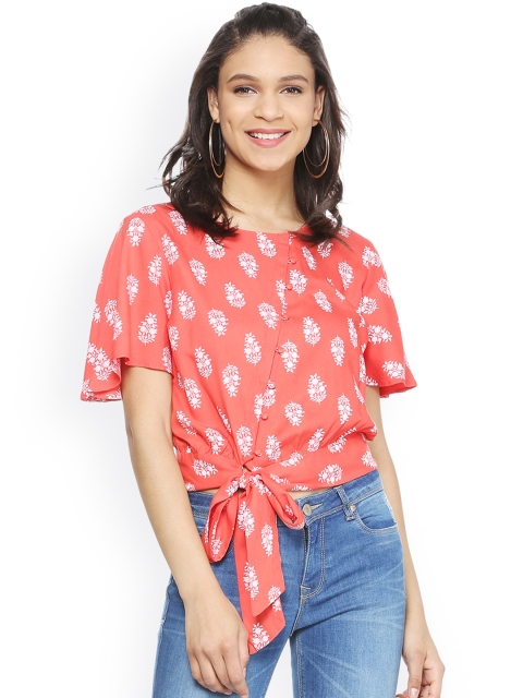 

People Women Orange Printed Top