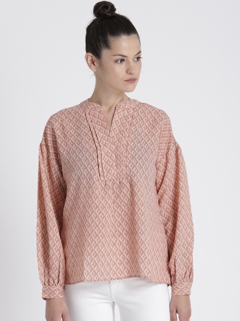 

Chemistry Women Peach-Coloured Printed Top