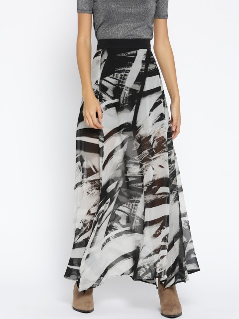 

I AM FOR YOU Black & Grey Printed Maxi A-line Skirt