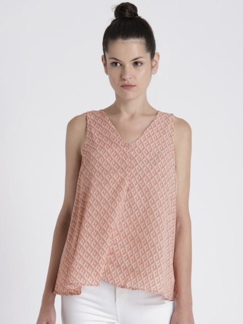 

Chemistry Women Peach-Coloured Printed A-Line Top