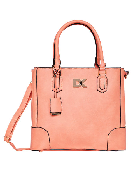 

Diana Korr Peach-Coloured Solid Handheld Bag