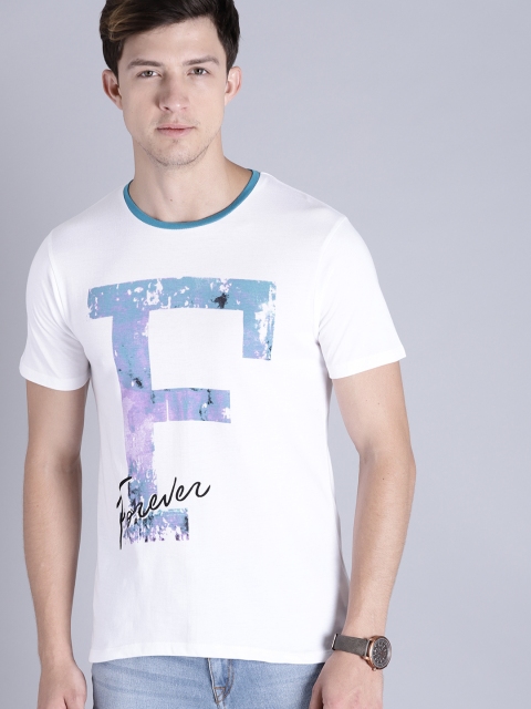 

Kook N Keech Men White Printed Round Neck Pure Cotton T-shirt