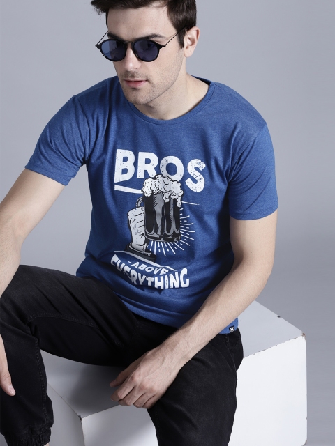 

Kook N Keech Men Blue Printed Round Neck T-shirt