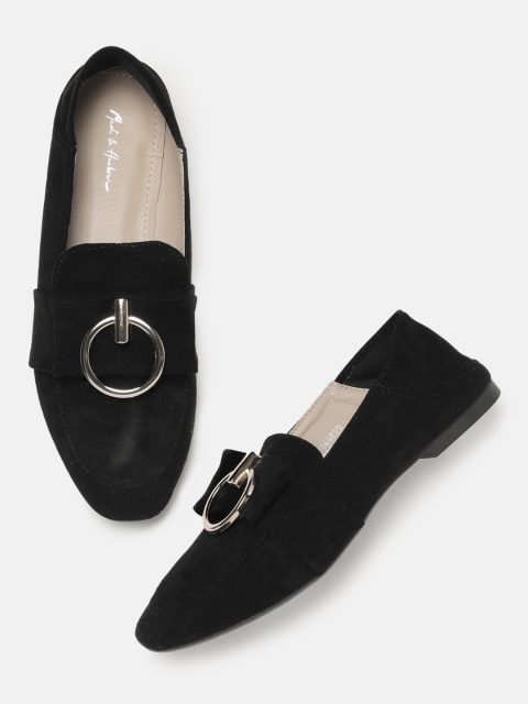 

Mast & Harbour Women Black Solid Suede Loafers