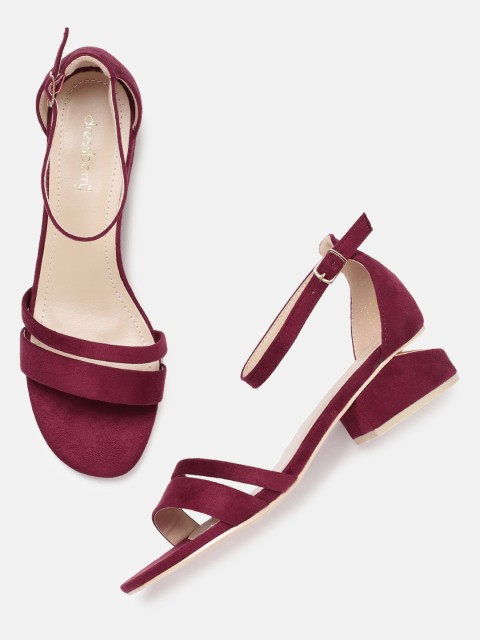 

DressBerry Women Maroon Solid Synthetic Open Toe Heels