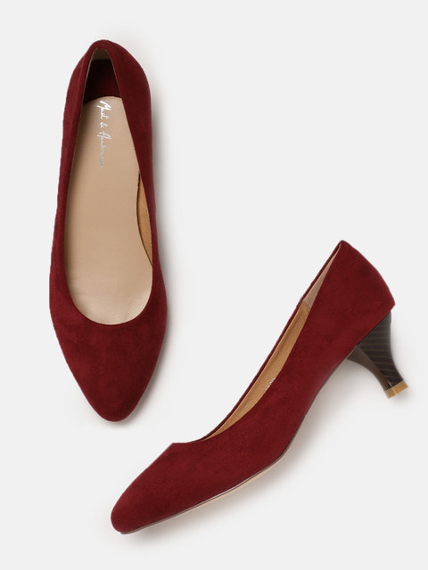 

Mast & Harbour Women Maroon Solid Kitten Heels