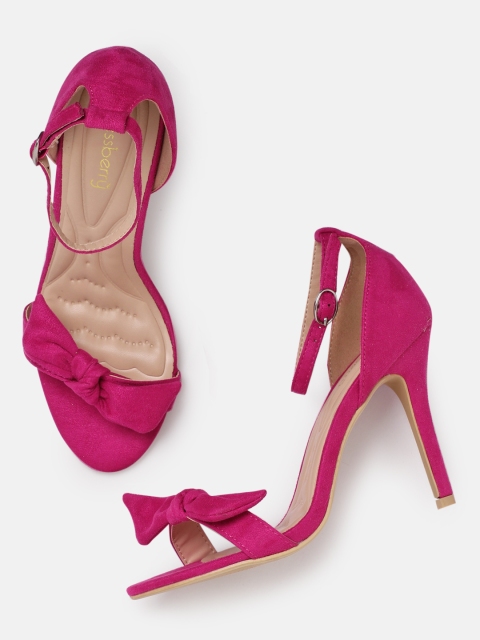 

DressBerry Women Fuchsia Solid Sandals