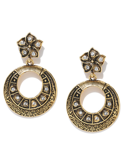 

Zaveri Pearls Gold-Toned Antique Circular Drop Earrings