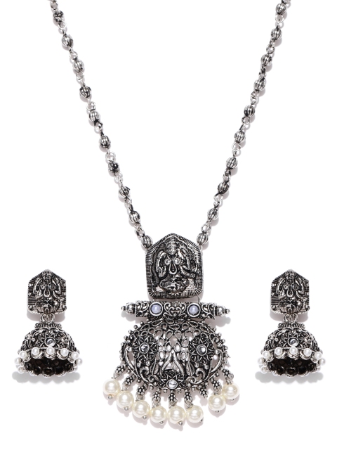 

Zaveri Pearls Oxidised Silver-Toned Jewellery Set