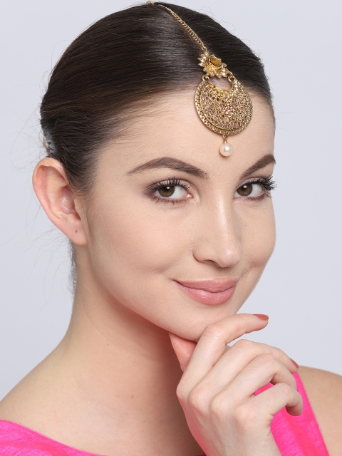 

Zaveri Pearls Gold-Plated Stone-Studded Maang Tikka