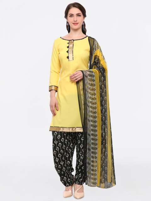 

Satrani Yellow & Black Poly Crepe Unstitched Dress Material