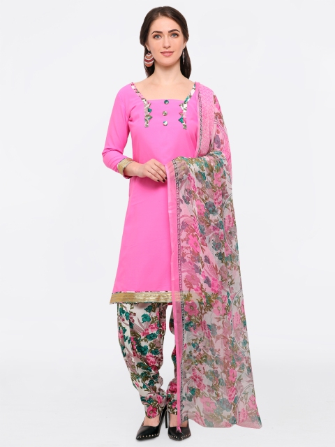 

Satrani Pink Poly Crepe Unstitched Dress Material