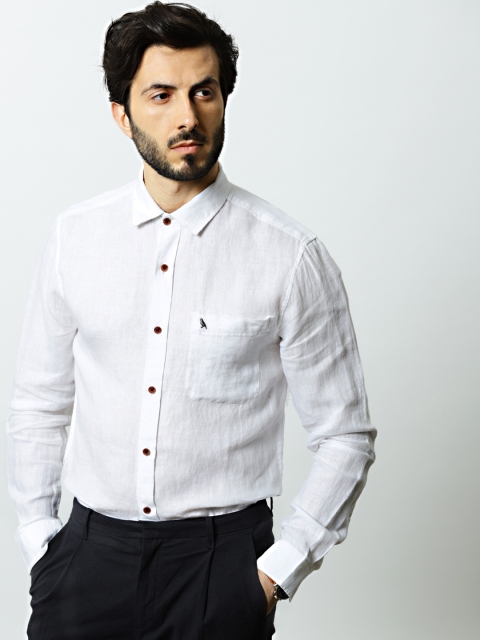 

Mr Bowerbird Men White Premium Linen Tailored Fit Linen Shirt