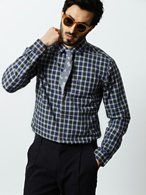 

Mr Bowerbird Men Blue & Green Highland Smart Shirt