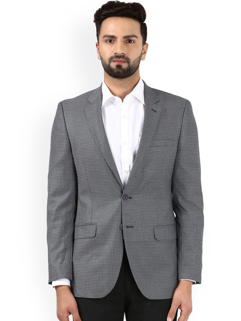 

Raymond Men Blue & White Self-Design Single-Breasted Regular Fit Casual Blazer