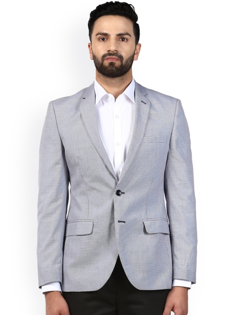 

Raymond Men White & Black Self-Design Single-Breasted Slim Fit Casual Blazer