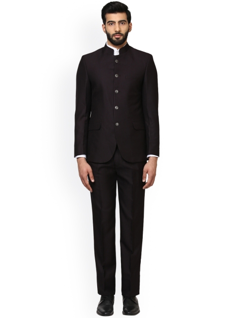 

Raymond Brown Self-Design Single-Breasted Bandhgala Suit