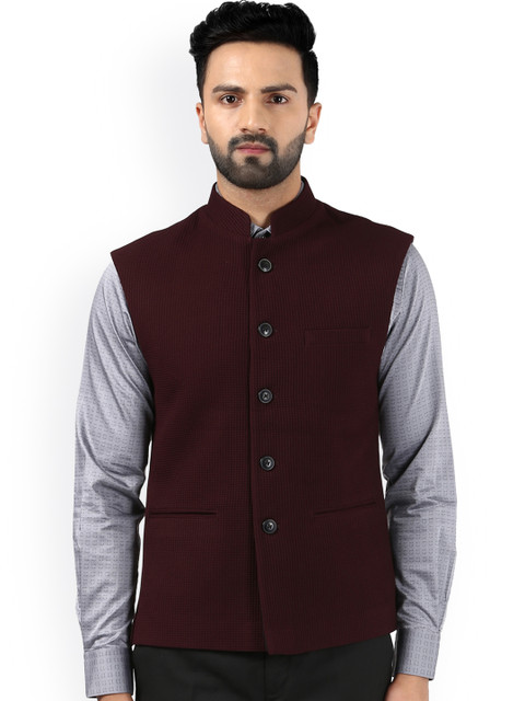 

Raymond Men Maroon Solid Waistcoat