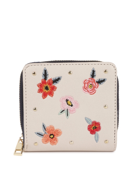 

Accessorize Women Beige Embroidered Two Fold Wallet