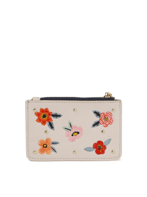 

Accessorize Women Cream-Coloured Embroidered Card Holder