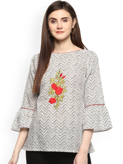 

Bhama Couture Women Off-White Printed A-Line Top